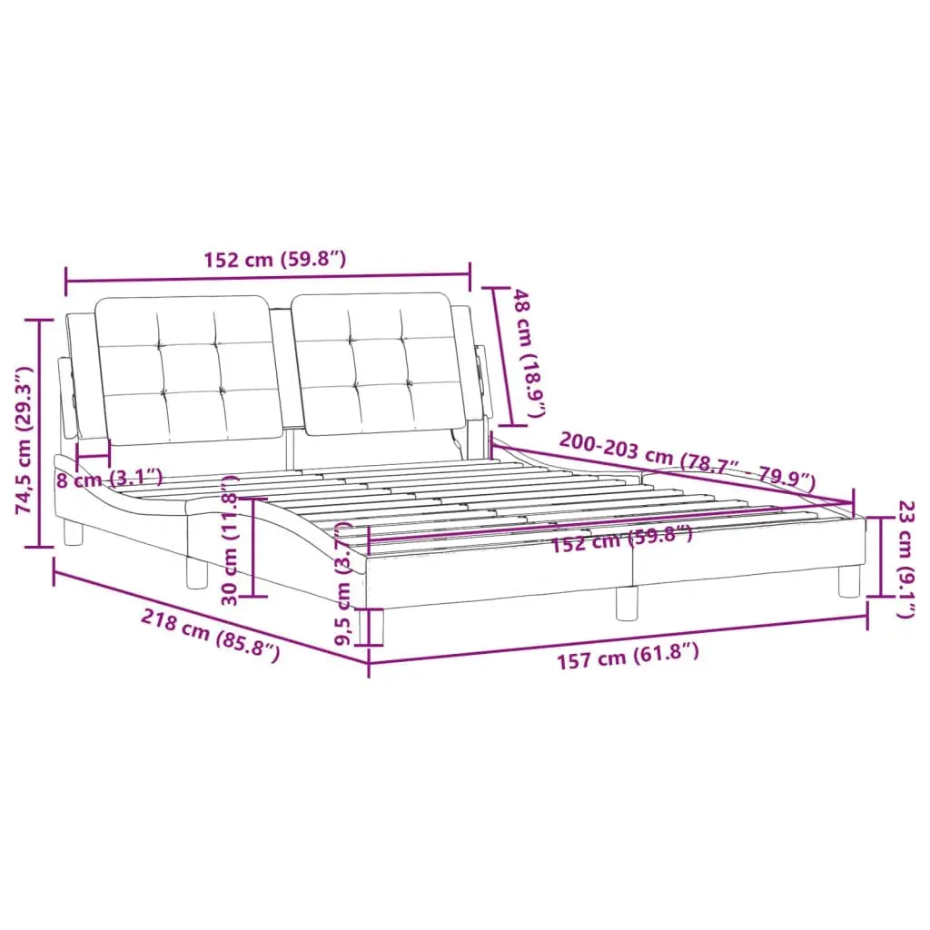 Bed Frame with LED without Mattress Black 152x203 cm Queen 3214147