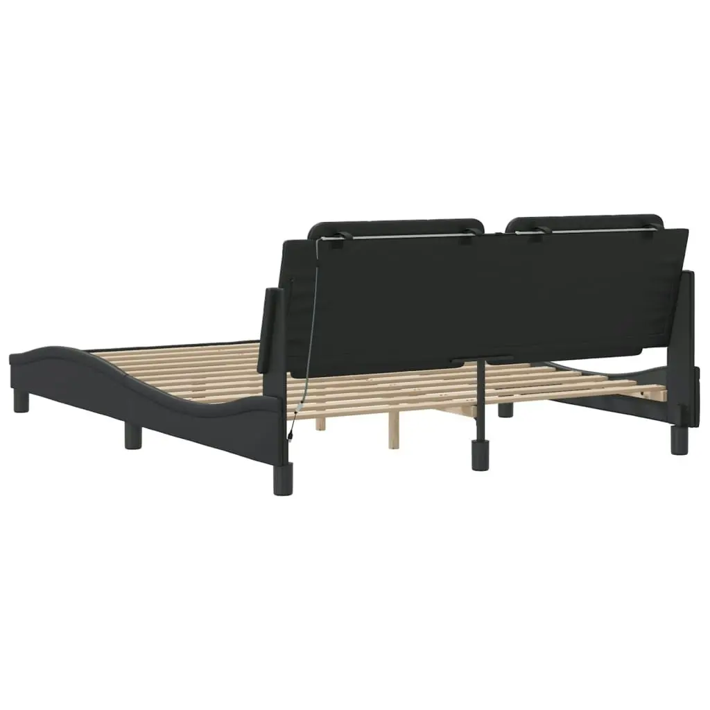 Bed Frame with LED without Mattress Black 152x203 cm Queen 3214147