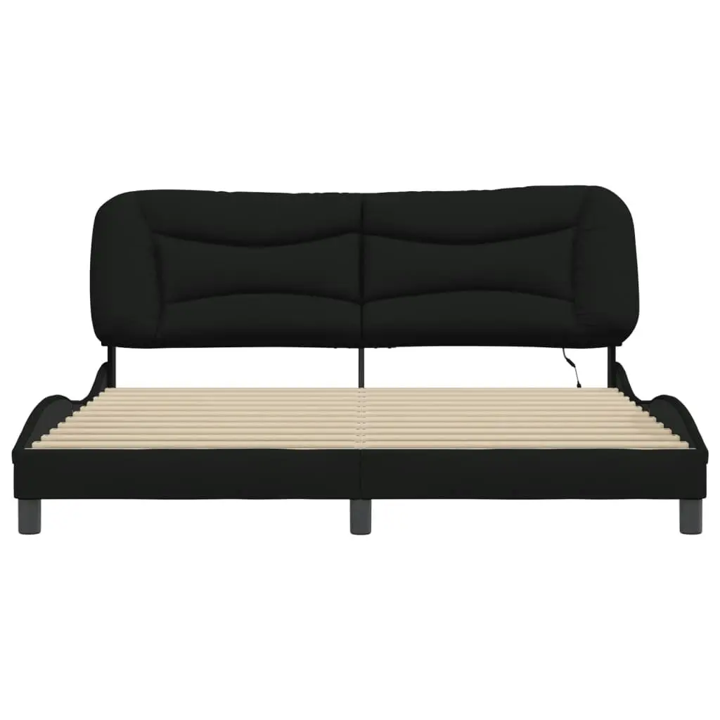 Bed Frame with LED Light Black 183x203 cm King Size Fabric 3214165