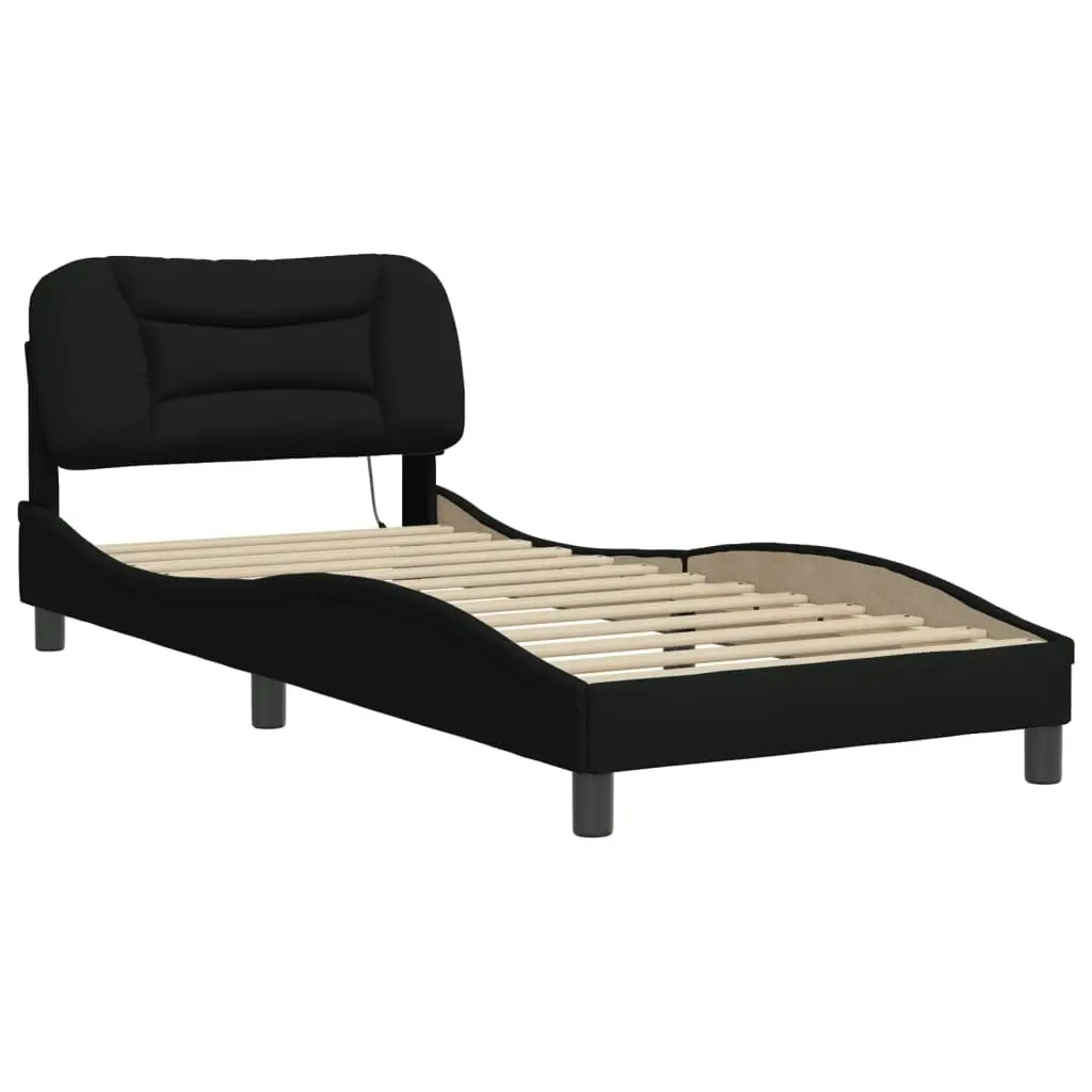 Bed Frame with LED Light Black 90x190 cm Fabric 3214157