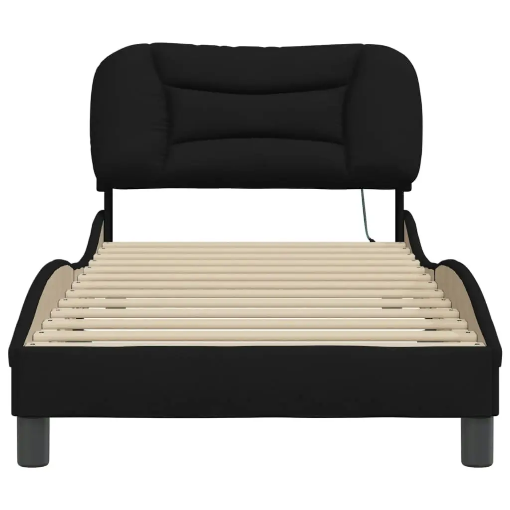 Bed Frame with LED Light Black 90x190 cm Fabric 3214157