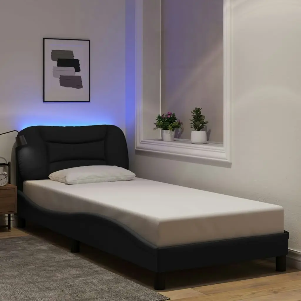 Bed Frame with LED Light Black 90x190 cm Fabric 3214157