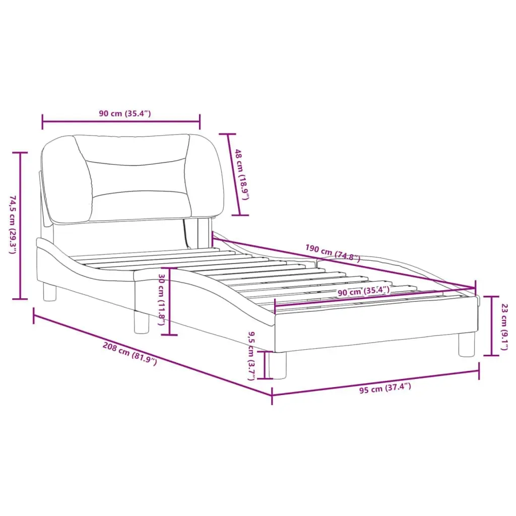 Bed Frame with LED Light Black 90x190 cm Fabric 3214157