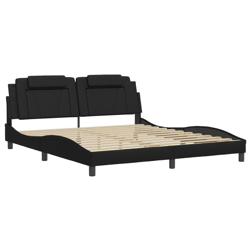 Bed Frame with LED Light Black 183x203 cm King Size Faux Leather 3214198