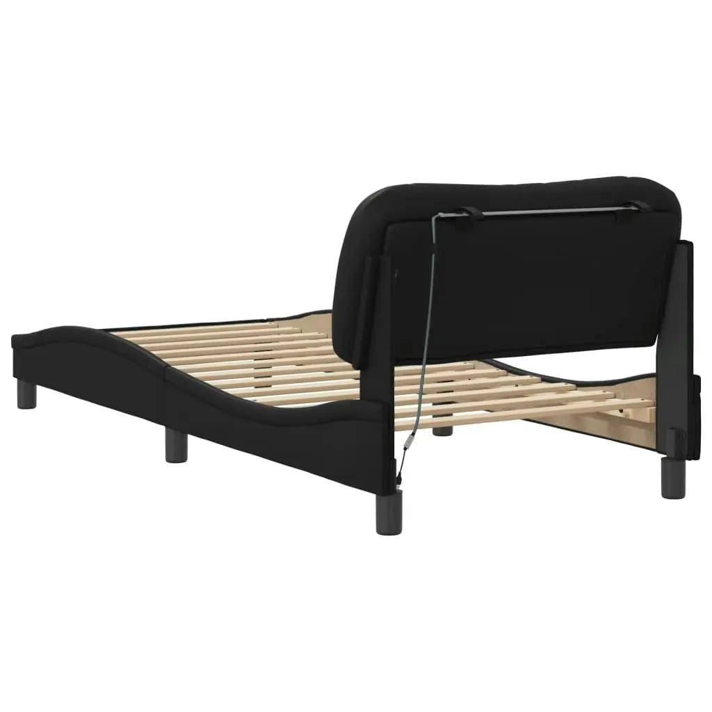 Bed Frame with LED Light Black 90x190 cm Faux Leather 3214180