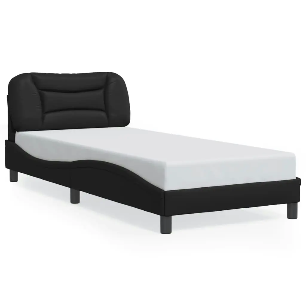 Bed Frame with LED Light Black 90x190 cm Faux Leather 3214180