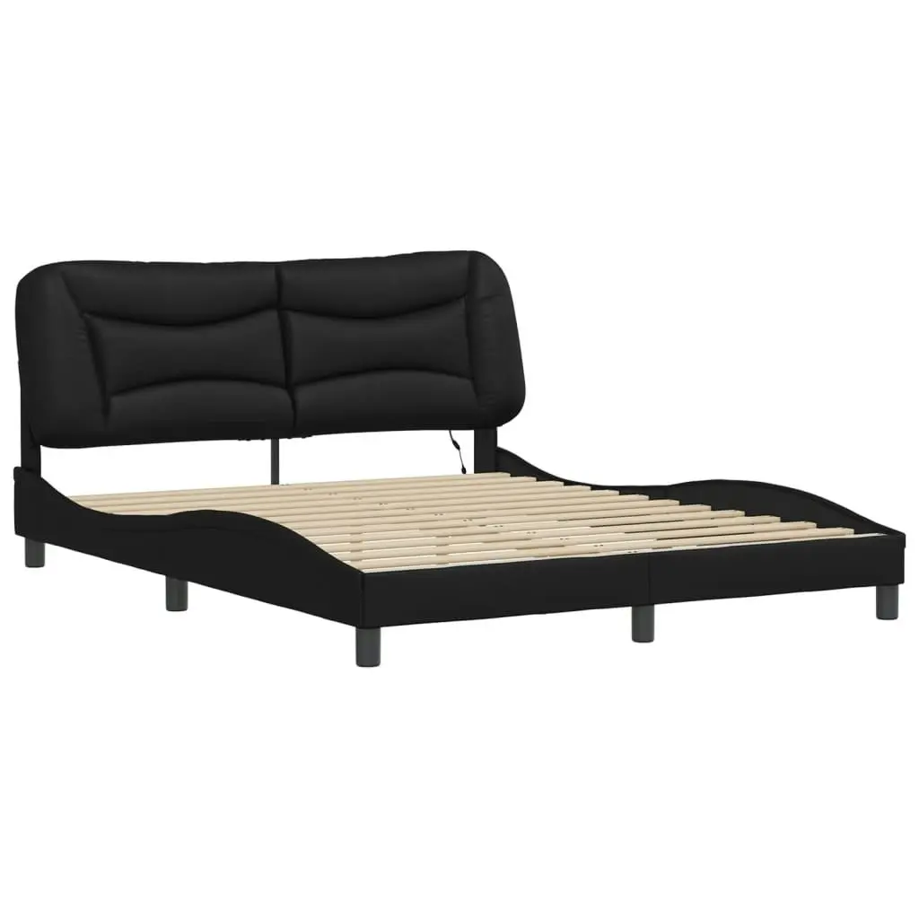 Bed Frame with LED without Mattress Black 152x203 cm Queen 3214186