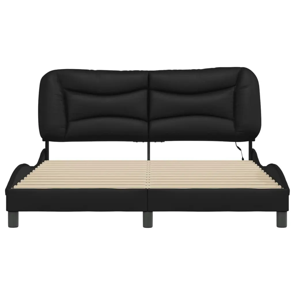 Bed Frame with LED without Mattress Black 152x203 cm Queen 3214186