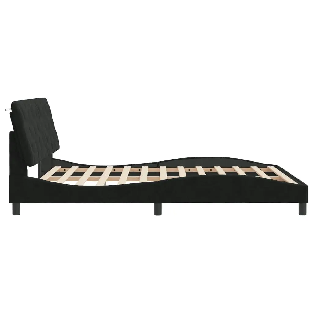 Bed Frame with LED without Mattress Black 152x203 cm Queen Velvet 3214178