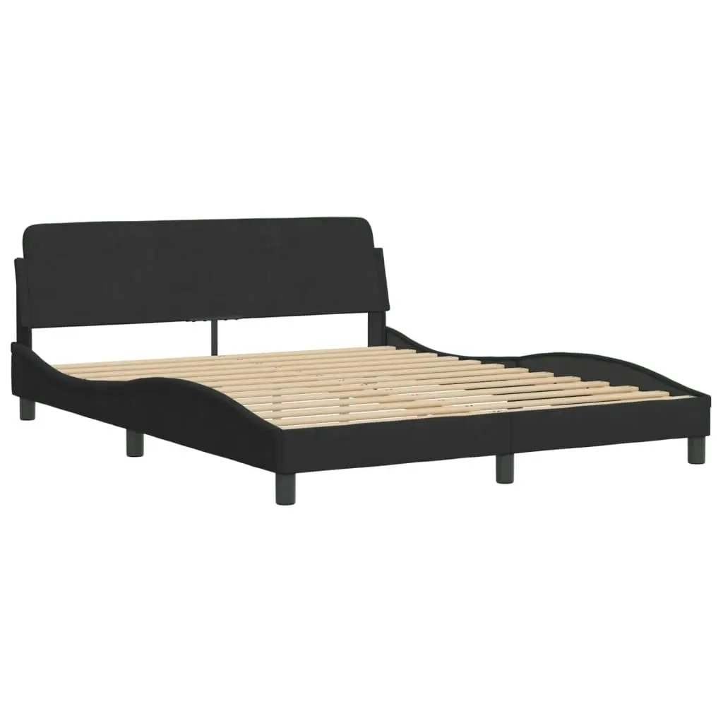 Bed Frame with LED without Mattress Black 152x203 cm Queen Velvet 3214178