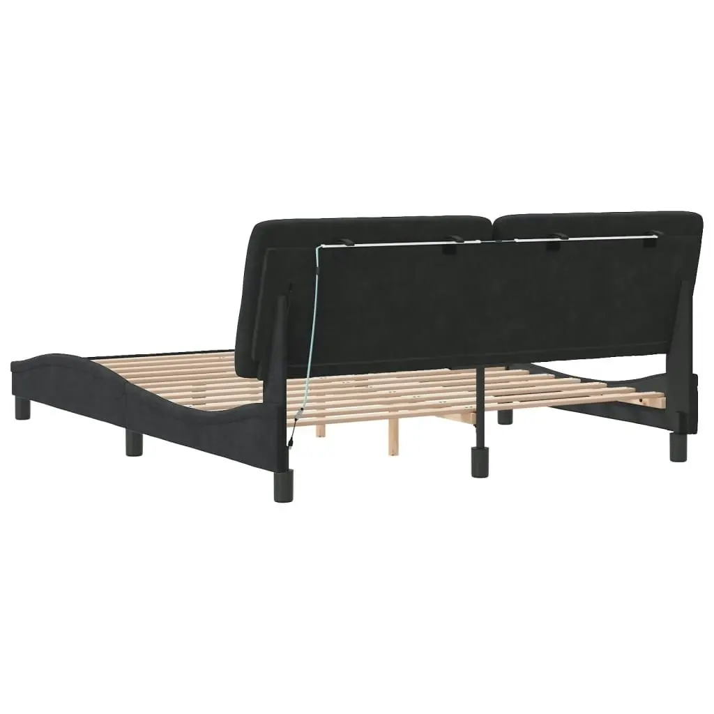 Bed Frame with LED without Mattress Black 152x203 cm Queen Velvet 3214178