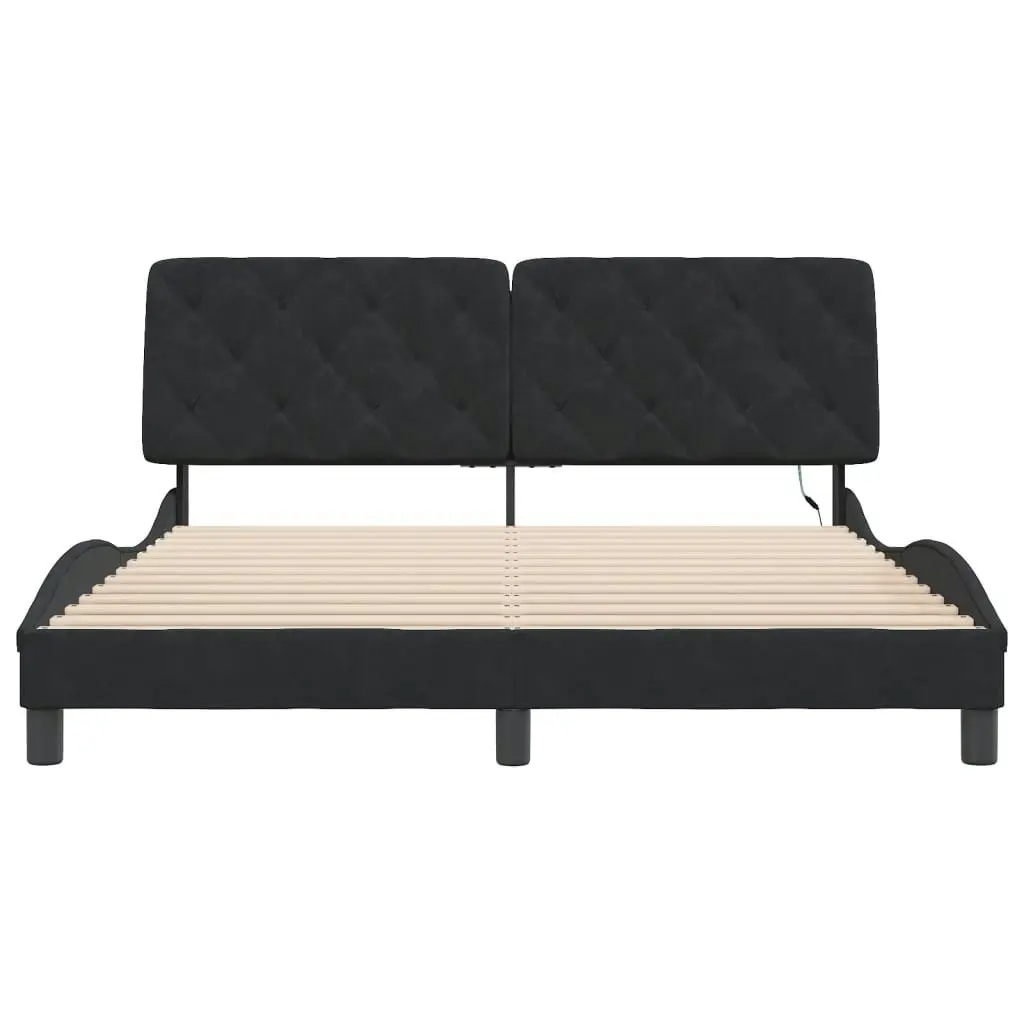 Bed Frame with LED without Mattress Black 152x203 cm Queen Velvet 3214178