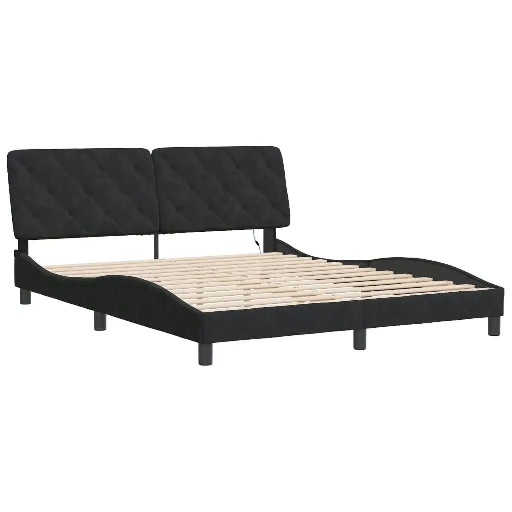 Bed Frame with LED without Mattress Black 152x203 cm Queen Velvet 3214178