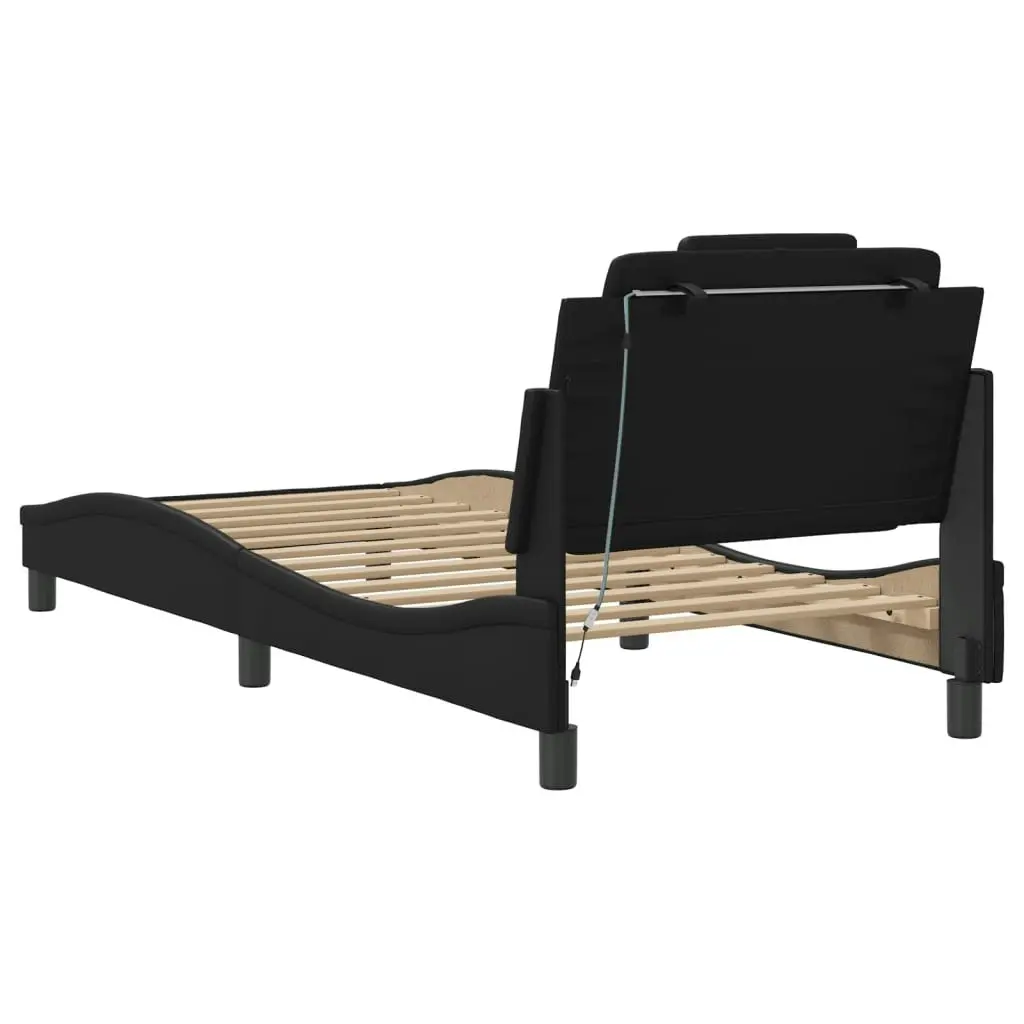 Bed Frame with LED Light Black 90x190 cm Faux Leather 3214190