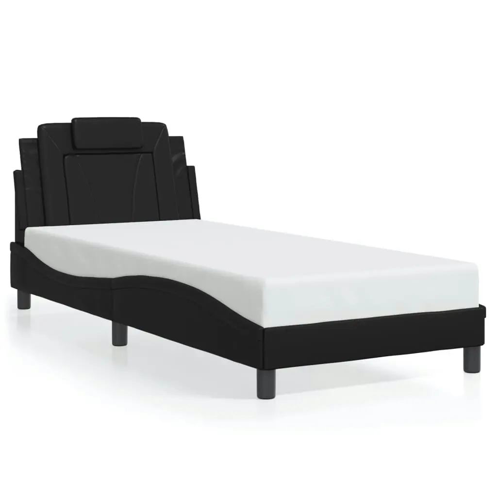 Bed Frame with LED Light Black 90x190 cm Faux Leather 3214190