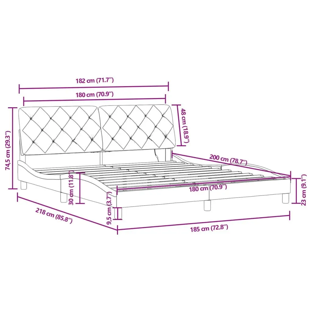 Bed Frame with LED without Mattress Black 183x203 cm King Velvet 3214179