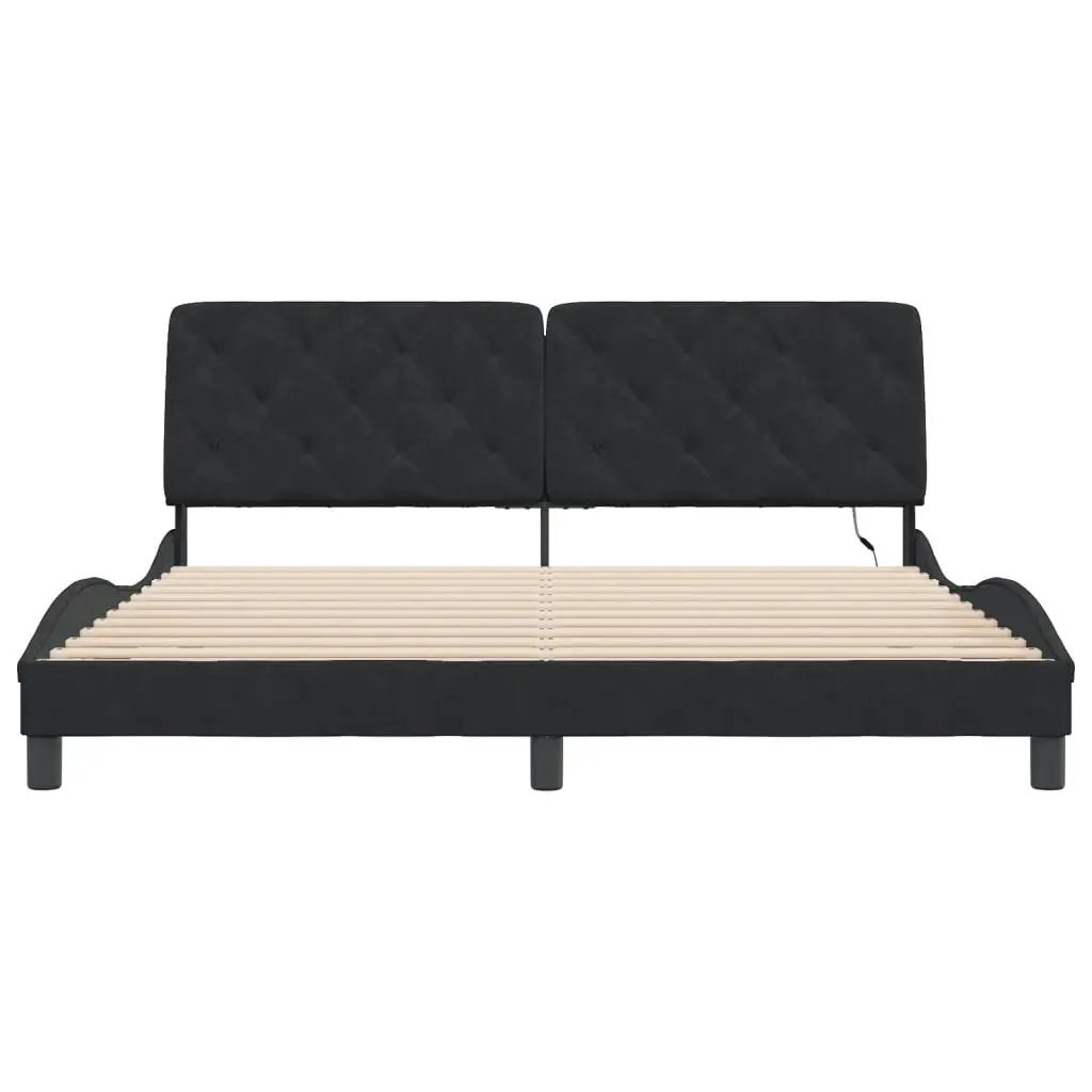 Bed Frame with LED without Mattress Black 183x203 cm King Velvet 3214179