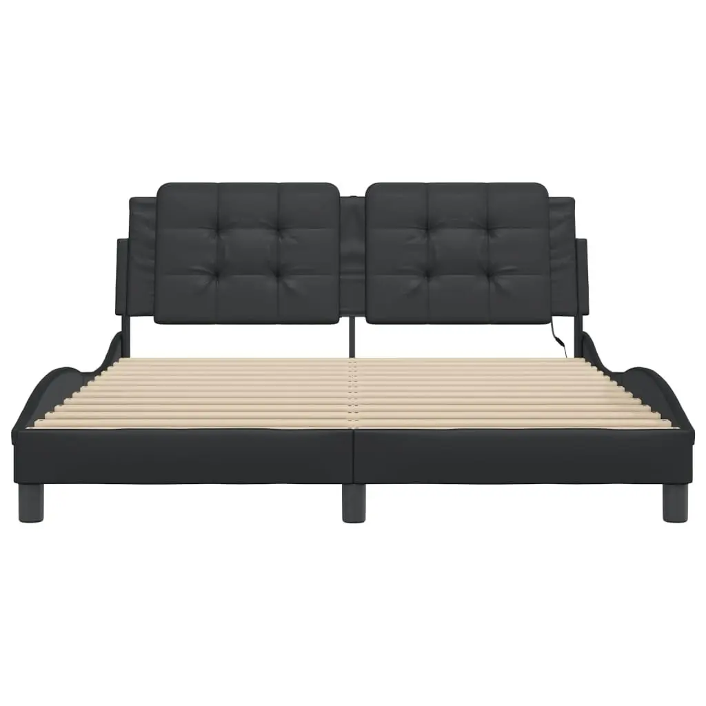 Bed Frame with LED without Mattress Black 152x203 cm Queen 3214206