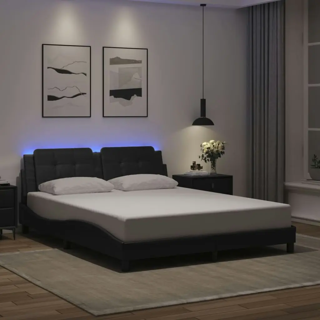 Bed Frame with LED without Mattress Black 152x203 cm Queen 3214206