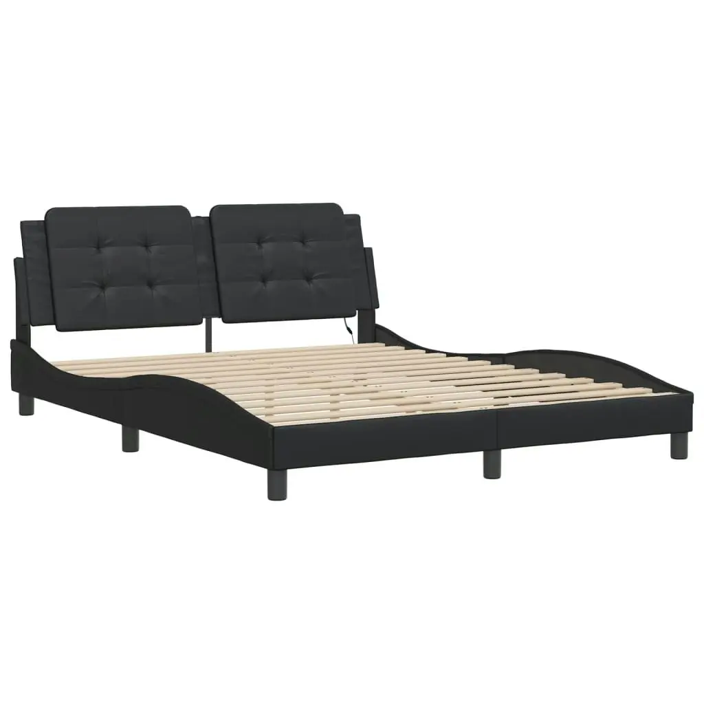 Bed Frame with LED without Mattress Black 152x203 cm Queen 3214206