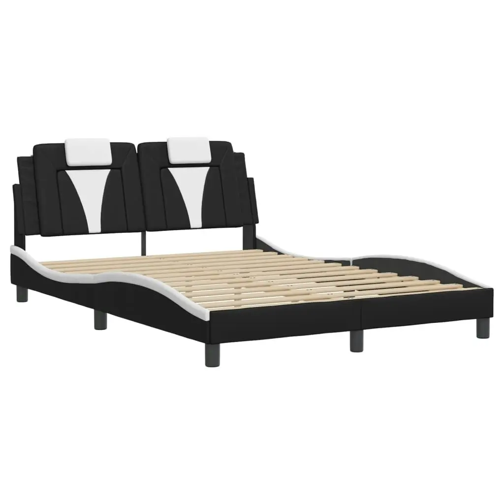 Bed Frame with LED without Mattress Black and White 137x187 cm Double 3214195