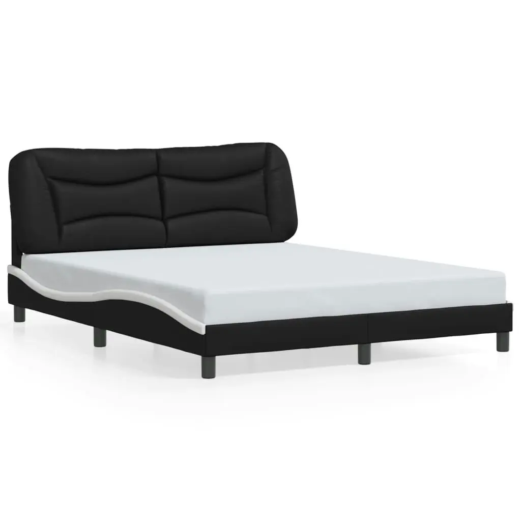 Bed Frame with LED without Mattress Black and White 152x203 cm Queen 3214187