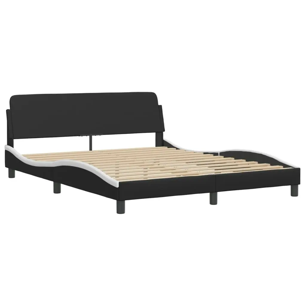 Bed Frame with LED without Mattress Black and White 152x203 cm Queen 3214187