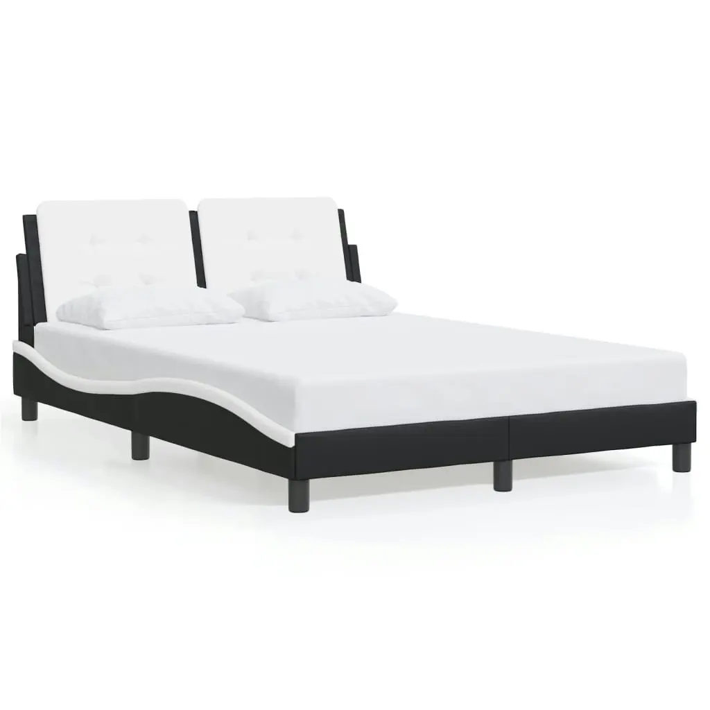 Bed Frame with LED without Mattress Black and White 137x187 cm Double 3214205