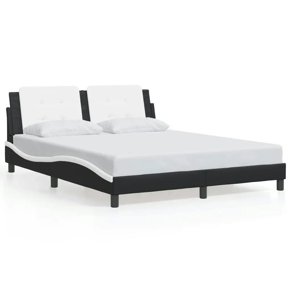 Bed Frame with LED without Mattress Black and White 152x203 cm Queen 3214149