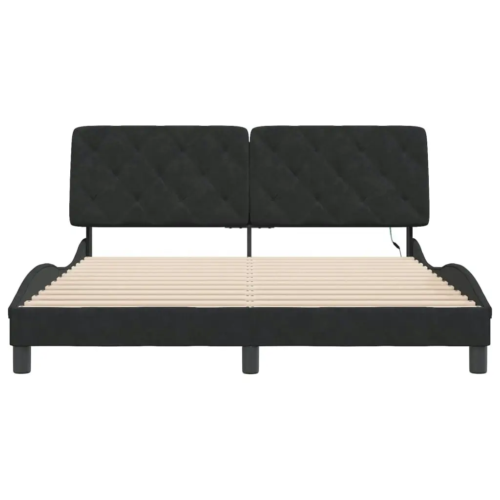 Bed Frame with LED without Mattress Black 152x203 cm Queen Velvet 3213887