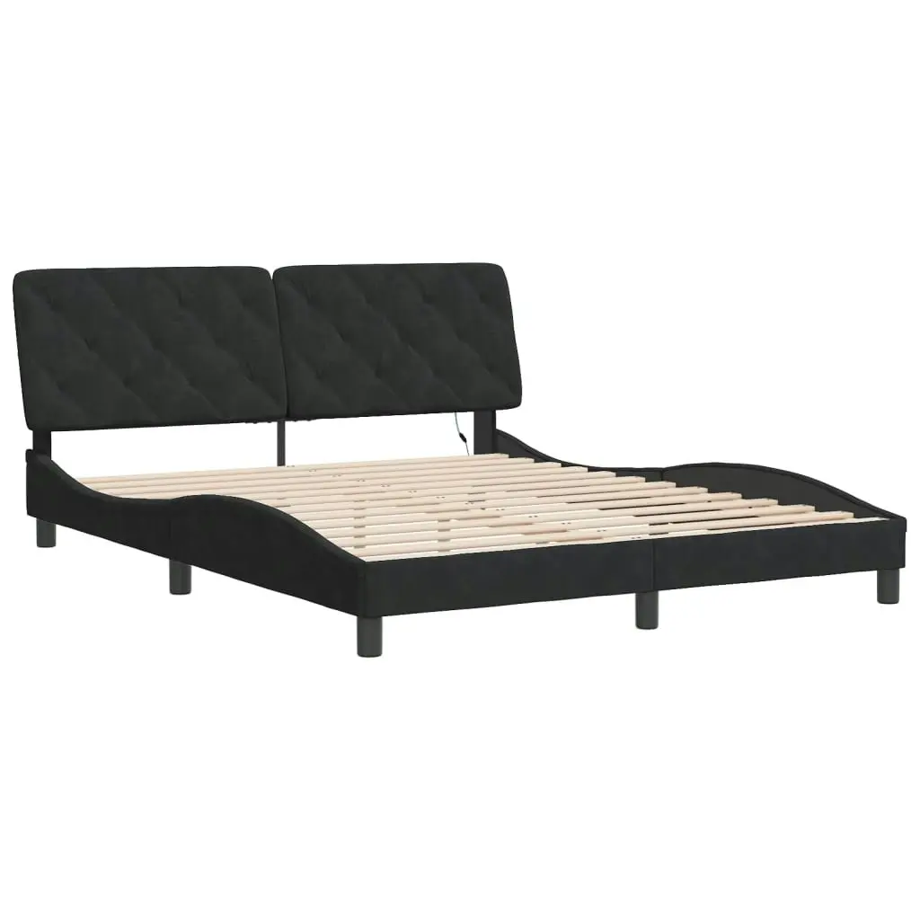 Bed Frame with LED without Mattress Black 152x203 cm Queen Velvet 3213887