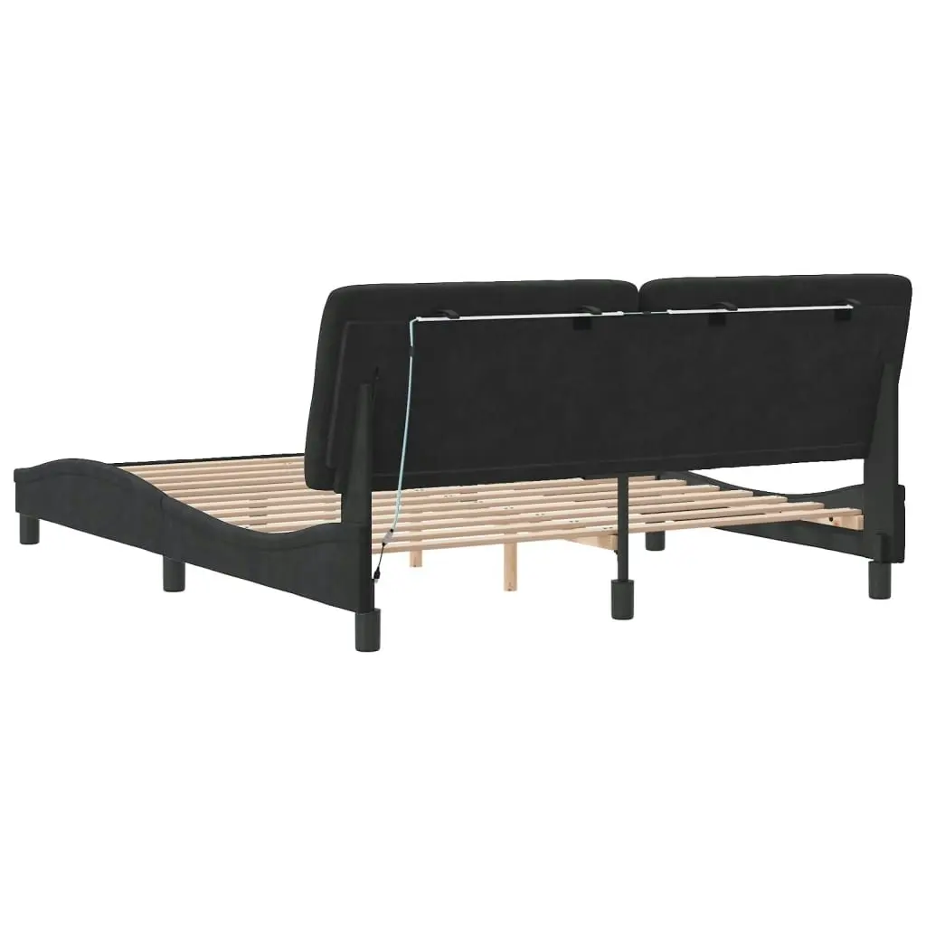 Bed Frame with LED without Mattress Black 152x203 cm Queen Velvet 3213887