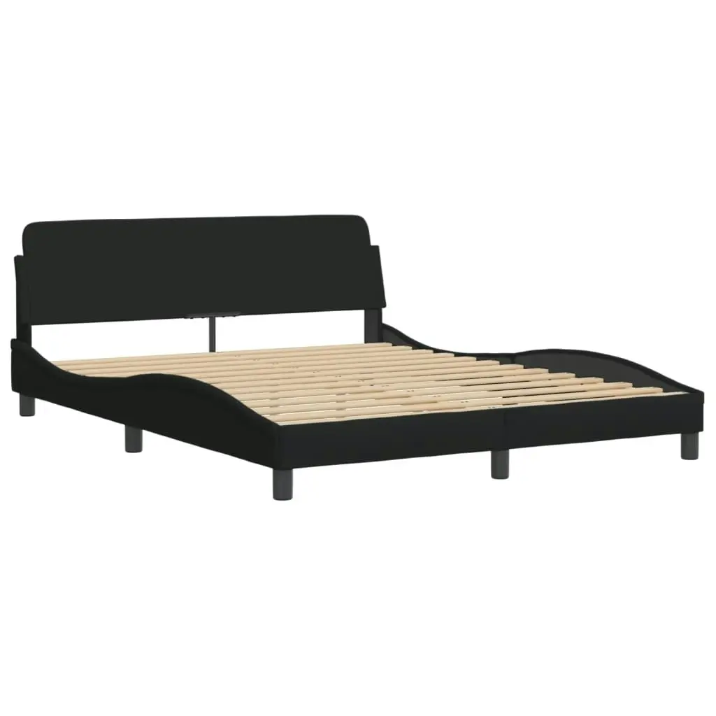 Bed Frame with LED without Mattress Black 152x203 cm Queen Fabric 3213740