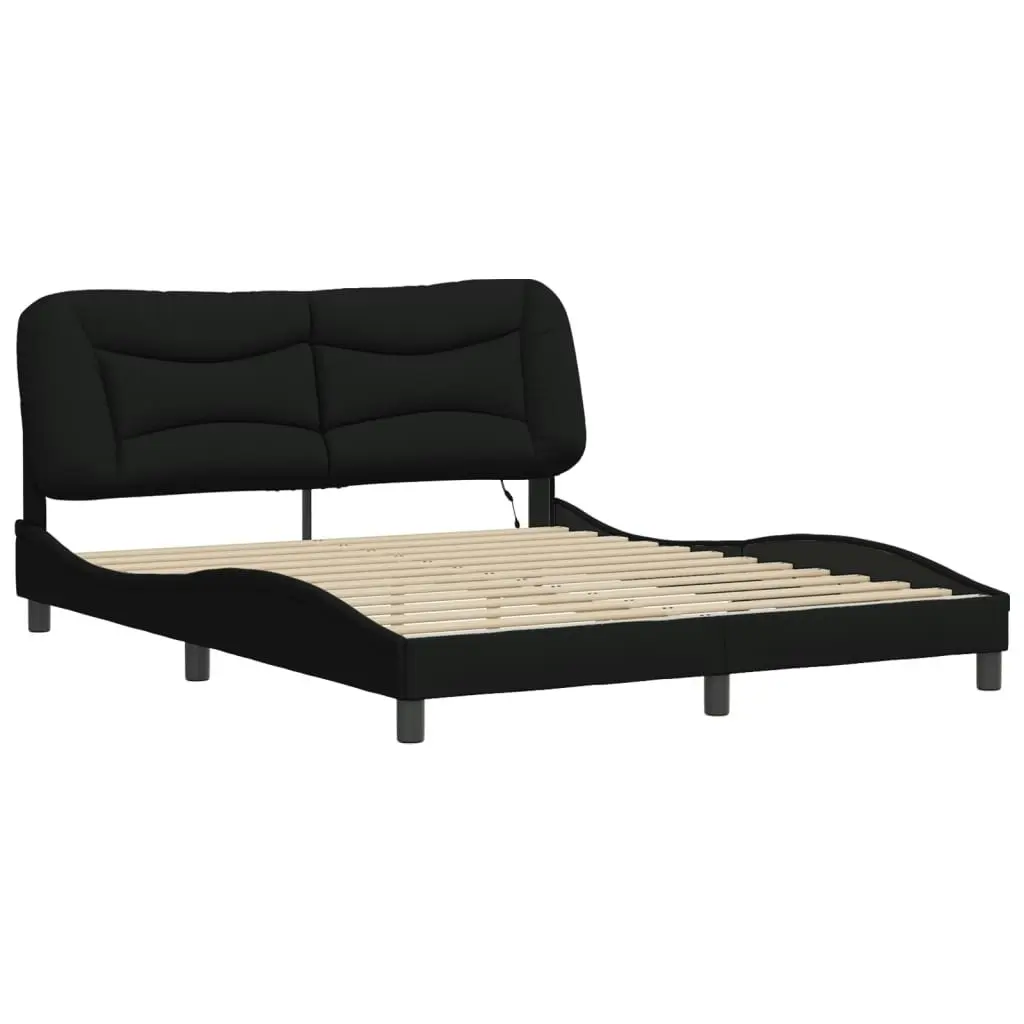 Bed Frame with LED without Mattress Black 152x203 cm Queen Fabric 3213740