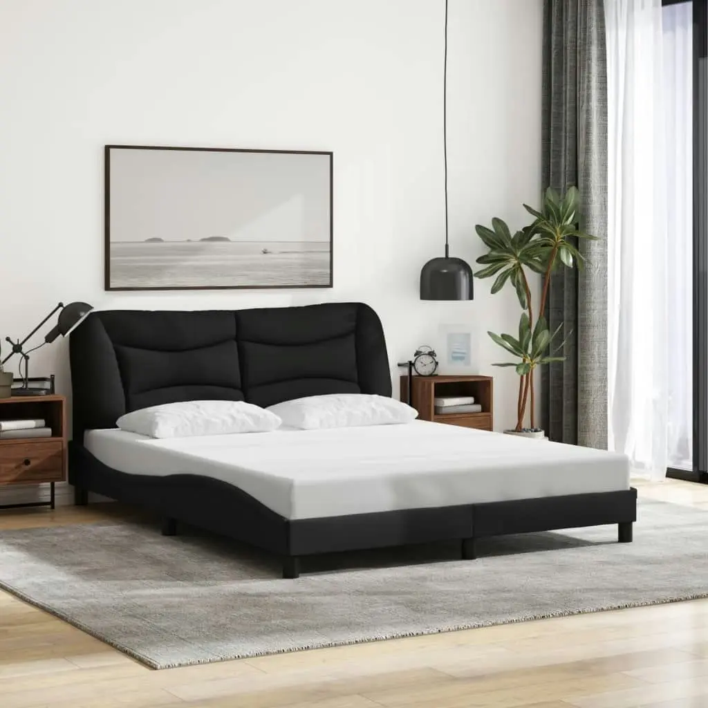 Bed Frame with LED without Mattress Black 152x203 cm Queen Fabric 3213740