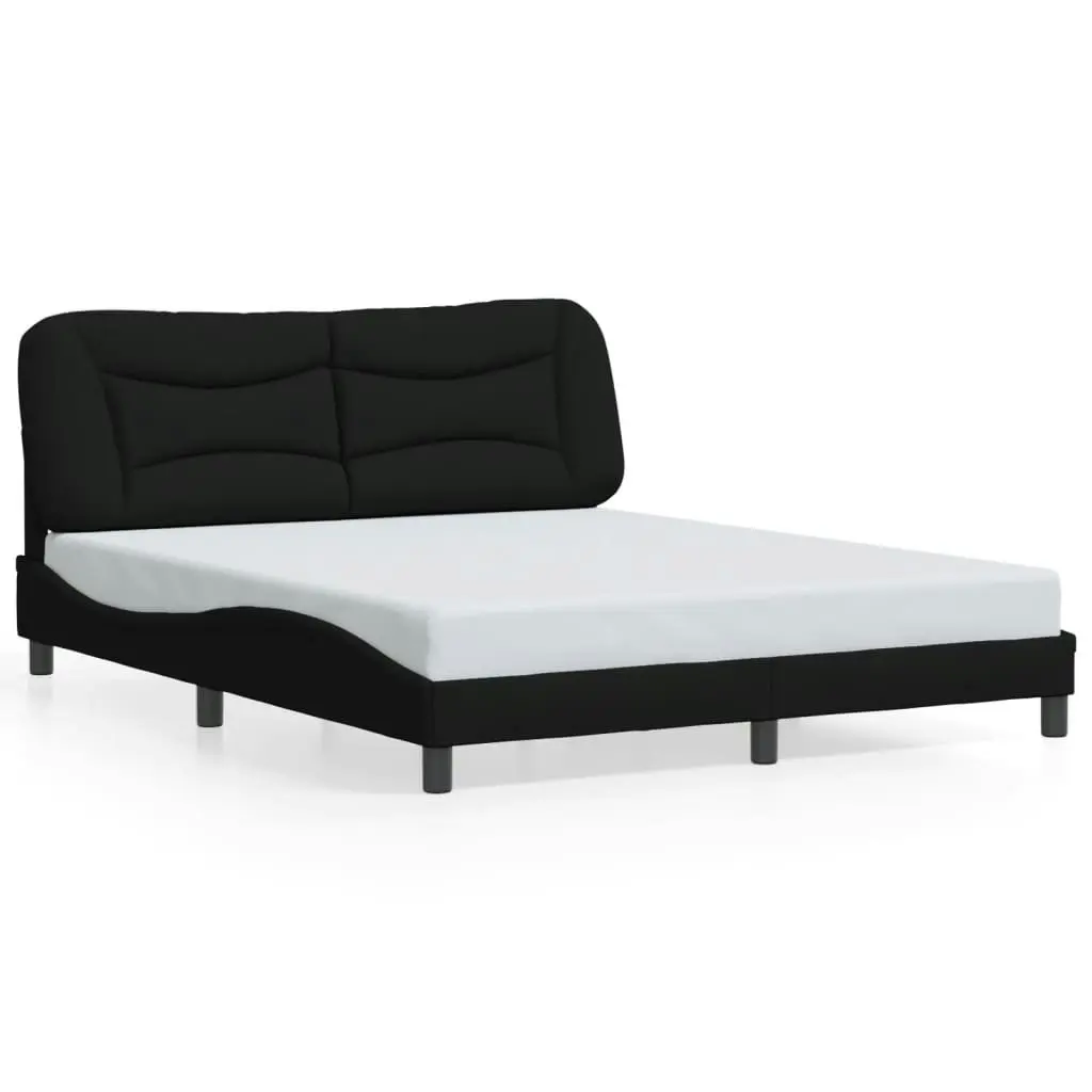 Bed Frame with LED without Mattress Black 152x203 cm Queen Fabric 3213740