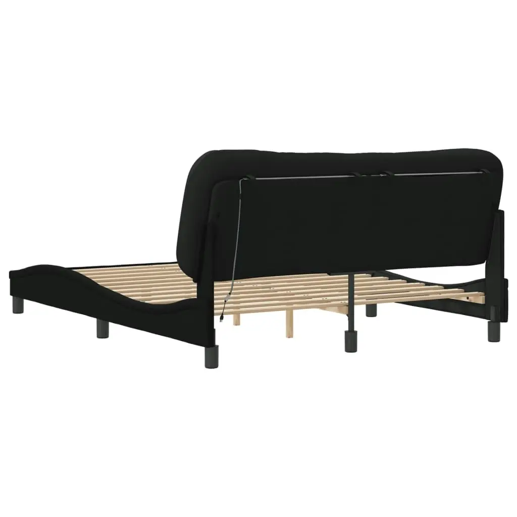 Bed Frame with LED without Mattress Black 152x203 cm Queen Fabric 3213740