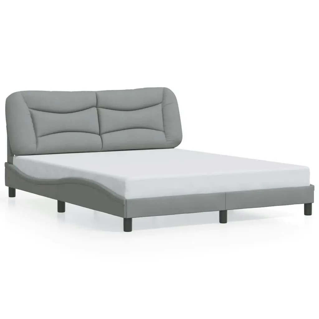 Bed Frame with LED Light Dark Grey 152x203 cm Fabric 3214162