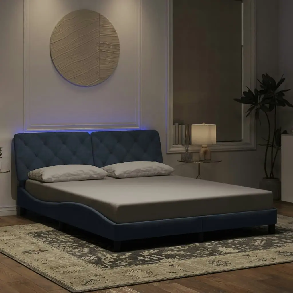 Bed Frame with LED Light Dark Grey 152x203 cm Velvet 3214177