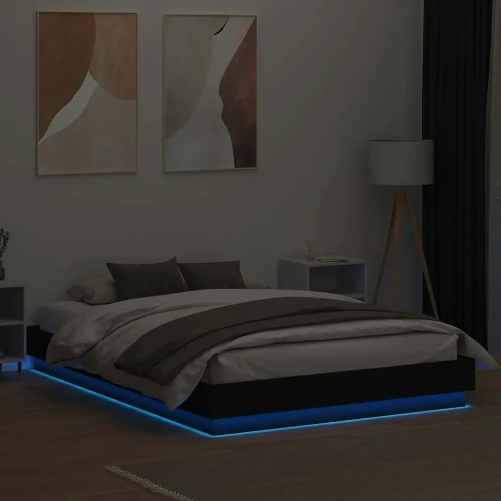 Bed Frame with LED Lights Black 150x200 cm 3209787