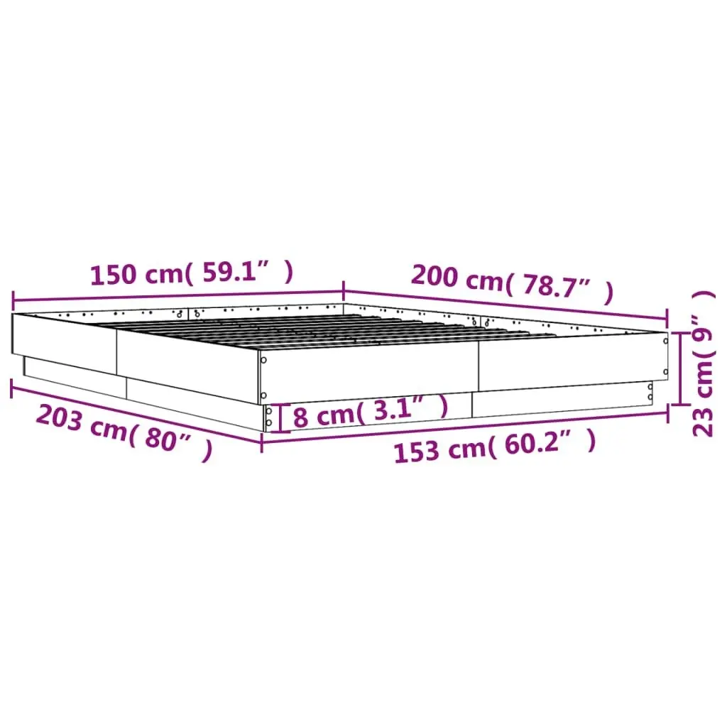 Bed Frame with LED Lights Black 150x200 cm 3209787