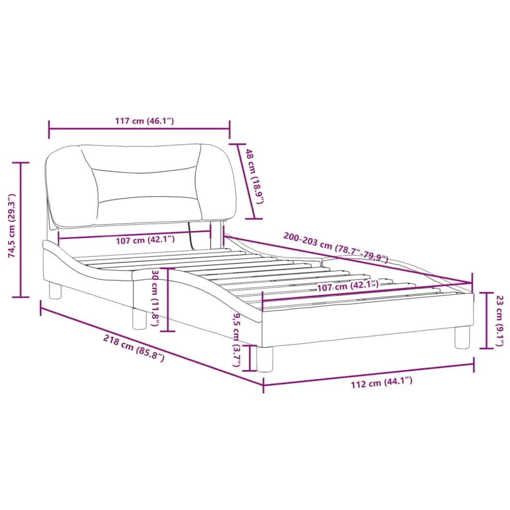 Bed Frame with LED Light Dark Grey 107x203 cm Fabric 3214158