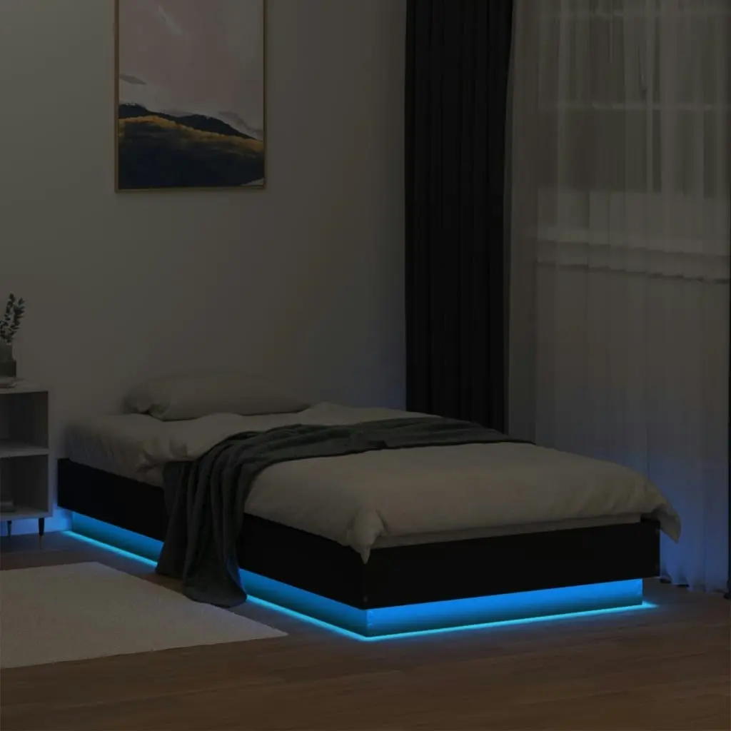 Bed Frame with LED Lights Black 90x190 cm 839540