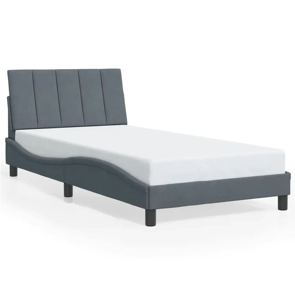 Bed Frame with LED Light Dark Grey 107x203 cm Velvet 3214168