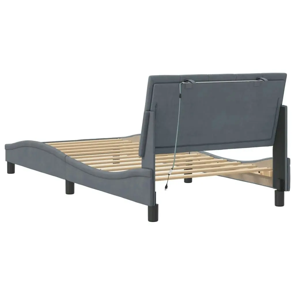 Bed Frame with LED Light Dark Grey 107x203 cm Velvet 3214168