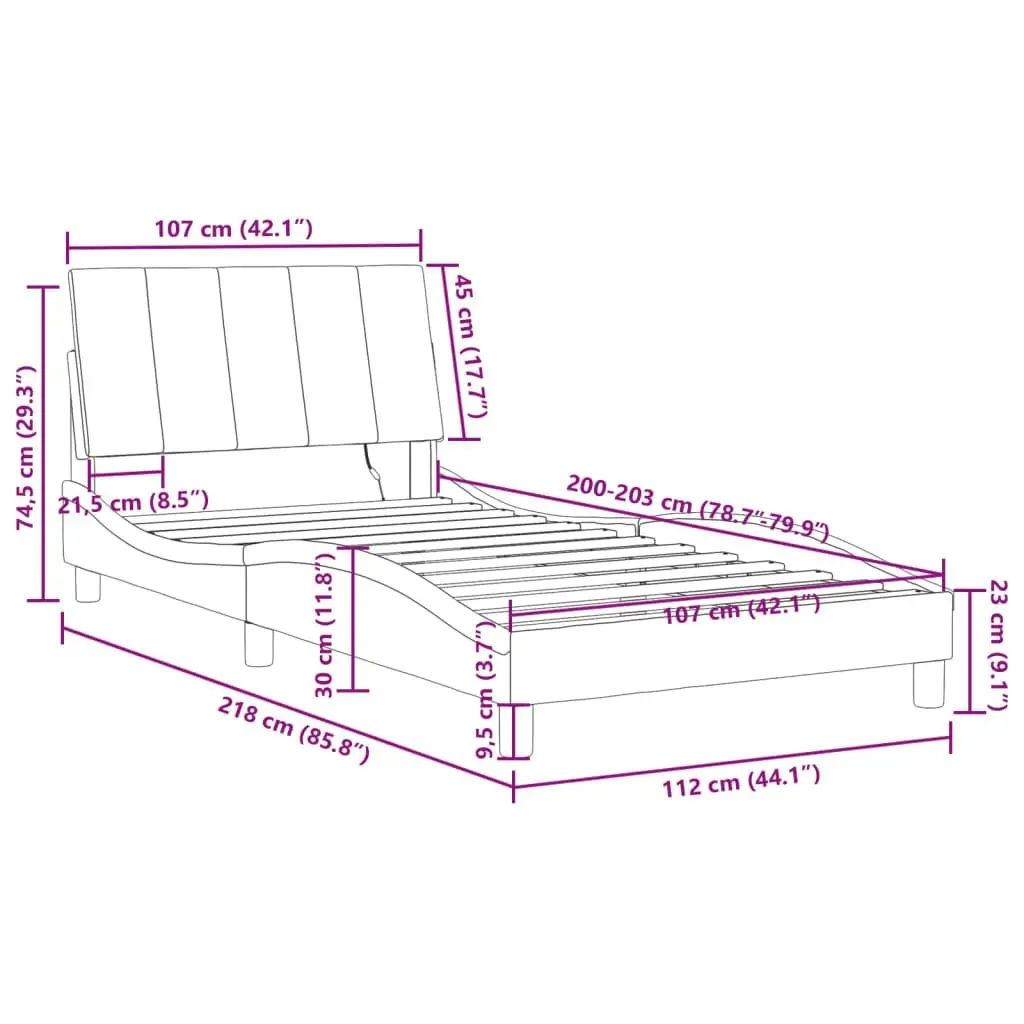 Bed Frame with LED Light Dark Grey 107x203 cm Velvet 3214168