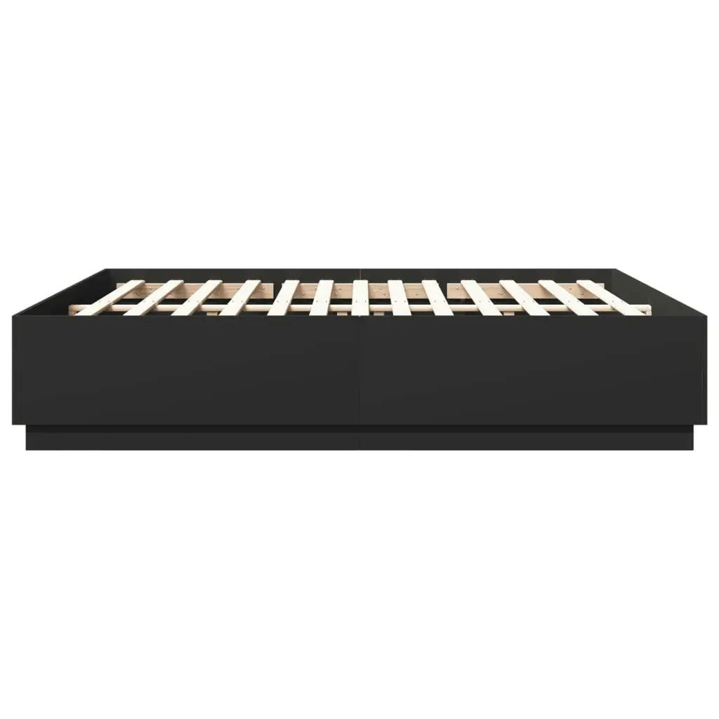 Bed Frame with LED Lights Black 183x203 cm King Size Engineered Wood 3209591