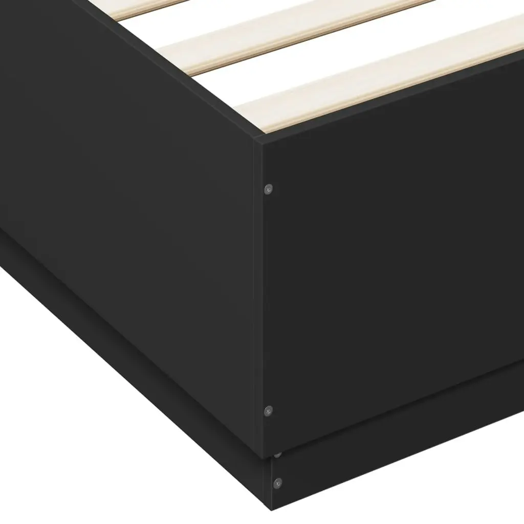 Bed Frame with LED Lights Black 183x203 cm King Size Engineered Wood 3209591