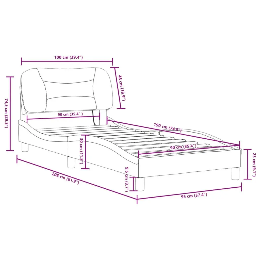 Bed Frame with LED Lights Black 90x190 cm Faux Leather 3213899