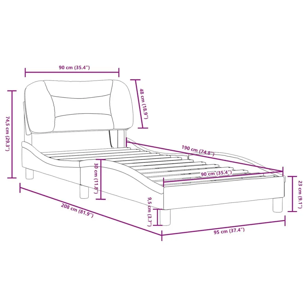 Bed Frame with LED Light Dark Grey 90x190 cm Fabric 3214156